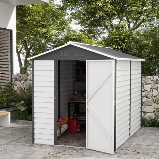 Outsunny 9'x6' Galvanised Metal Garden Shed Tool Storage Shed for Patio Grey