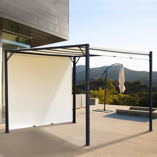 Metal Pergola With Canopy Retractable Pergola Canopy 3x3x2.3m Cover Cream