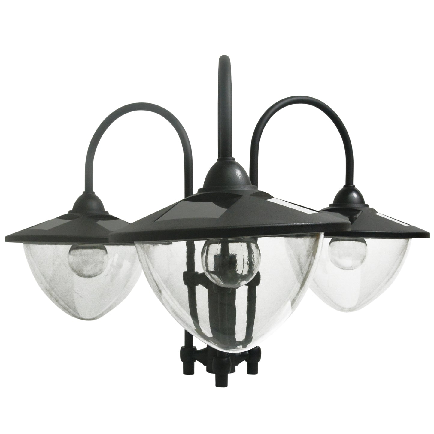 Outsunny 3-head LED Solar Light Lamp Street Light Post with Planter Base, Black