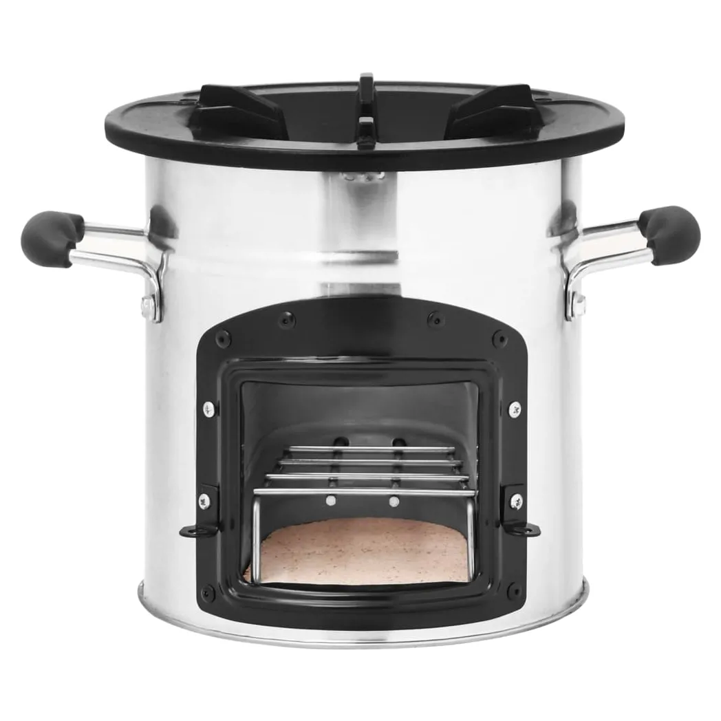 Camping Wood Stove Silver 45.5x33x25.5 cm Stainless Steel