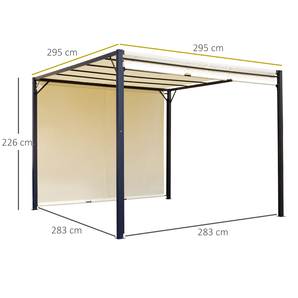 Metal Pergola With Canopy Retractable Pergola Canopy 3x3x2.3m Cover Cream