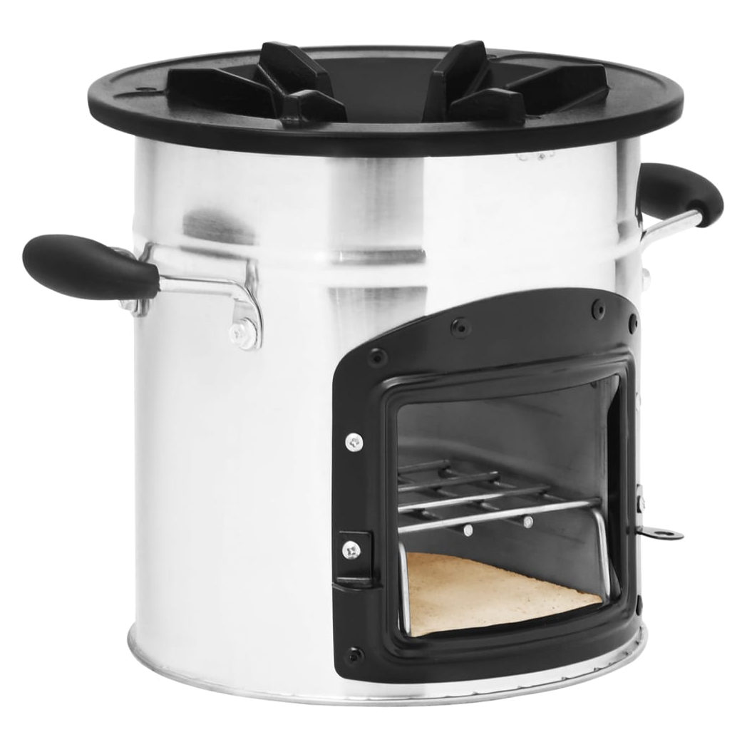 Camping Wood Stove Silver 45.5x33x25.5 cm Stainless Steel