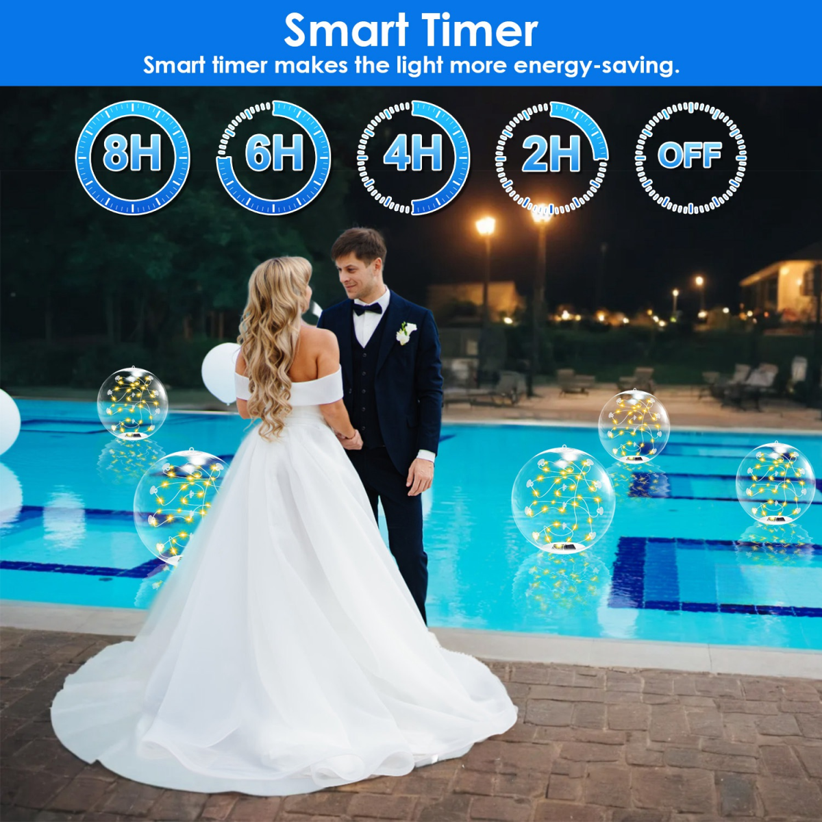 2 Pack Outdoor Solar Pool Lights, LED Light Up Balls with Remote, 3200K Warm Glow, 3 Lighting Modes & 4-Level Brightness& Auto On at Dusk, IP68 Waterproof,  Perfect for Garden, Pool, Beach & Party