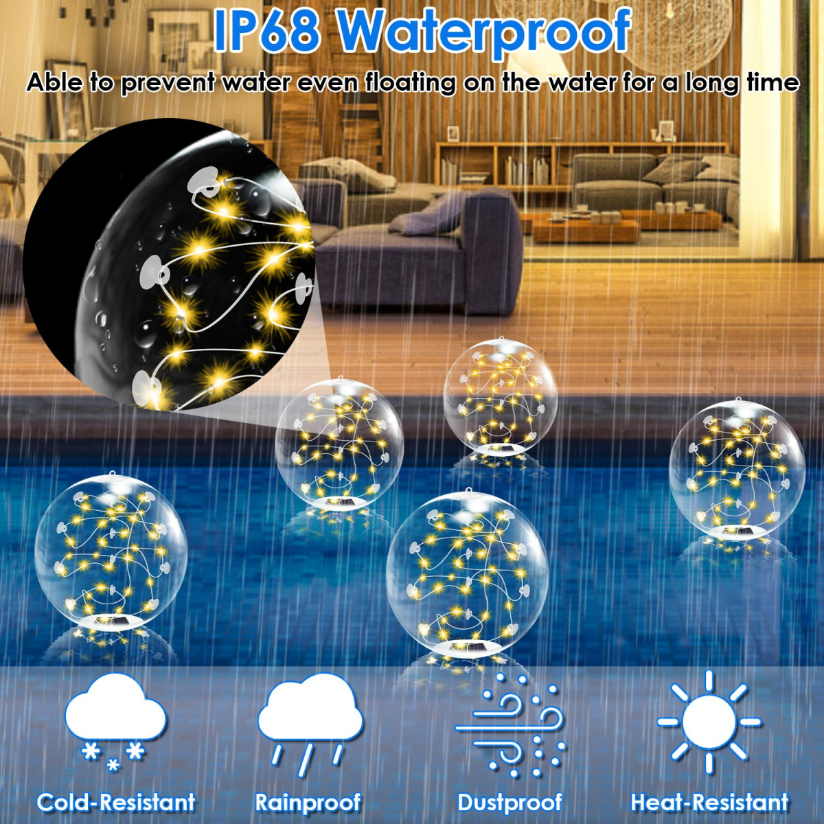 2 Pack Outdoor Solar Pool Lights, LED Light Up Balls with Remote, 3200K Warm Glow, 3 Lighting Modes & 4-Level Brightness& Auto On at Dusk, IP68 Waterproof,  Perfect for Garden, Pool, Beach & Party