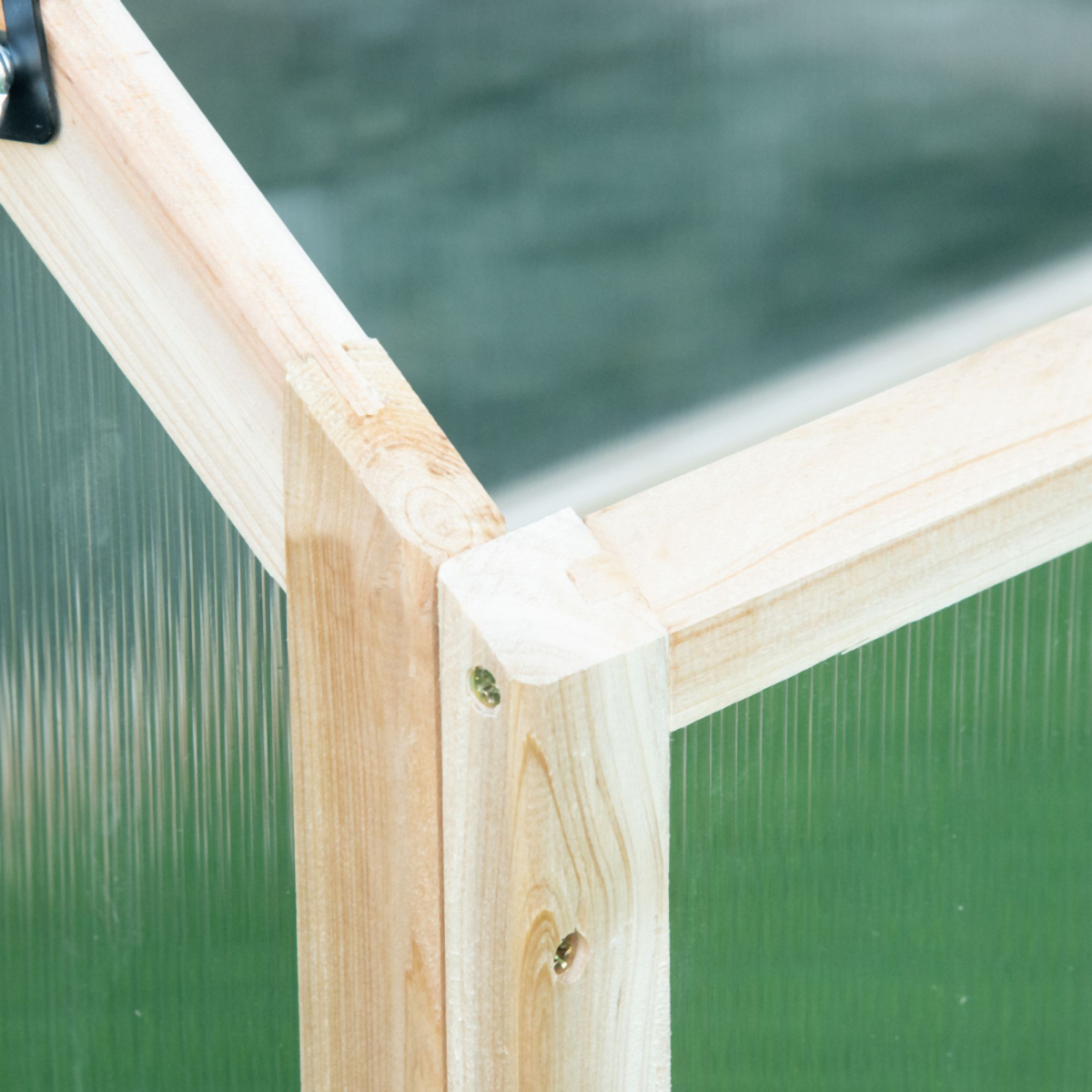 Wooden Cold Frame Greenhouse Garden Polycarbonate Grow House, Natural Outsunny