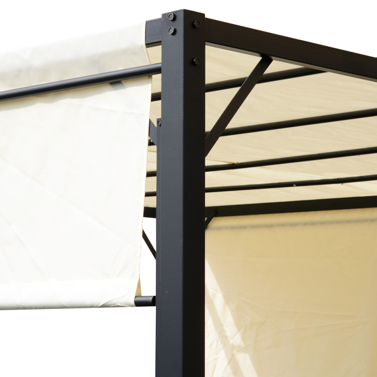 Metal Pergola With Canopy Retractable Pergola Canopy 3x3x2.3m Cover Cream