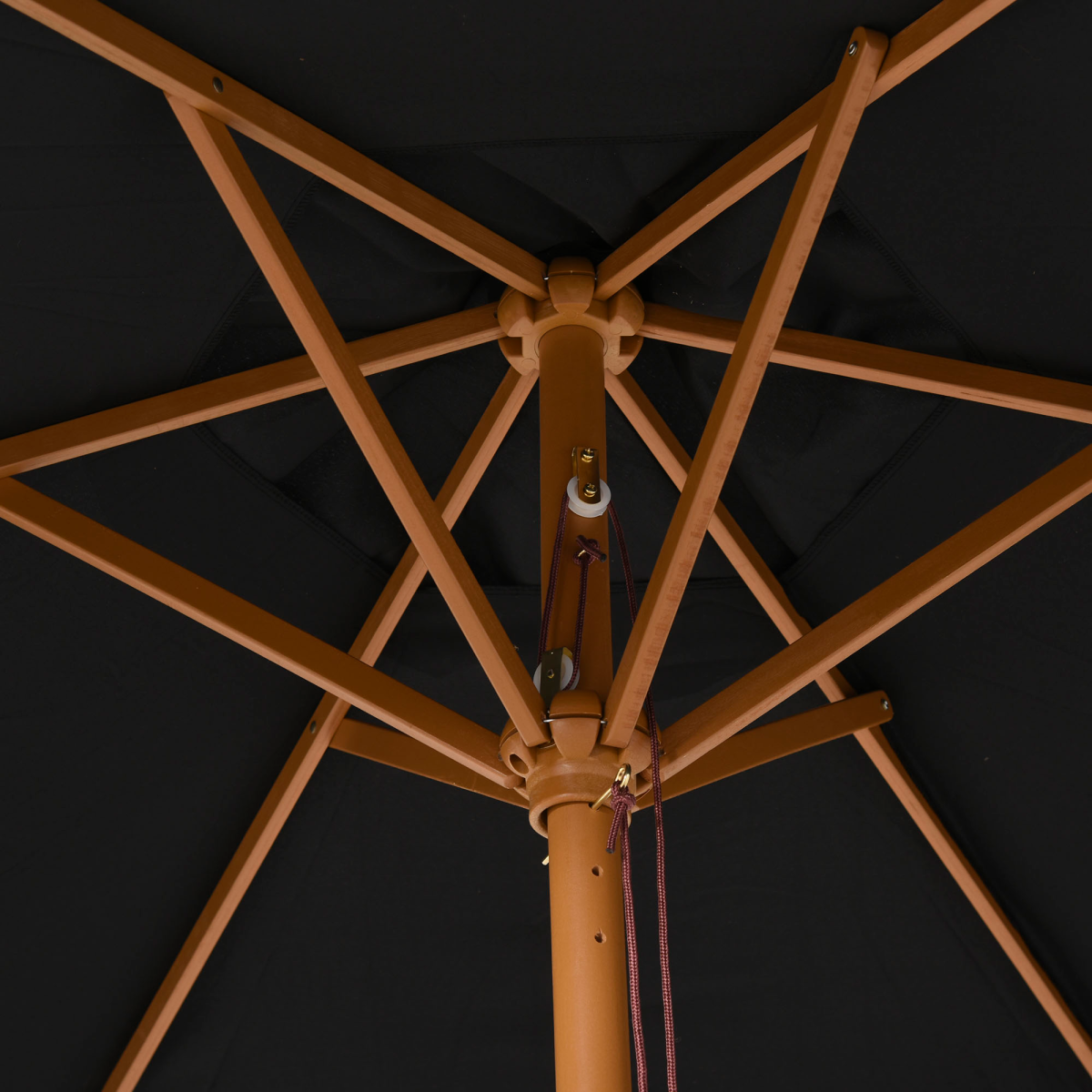 2.5m Wood Garden Parasol Sun Shade Patio Outdoor Wooden Umbrella Canopy Black