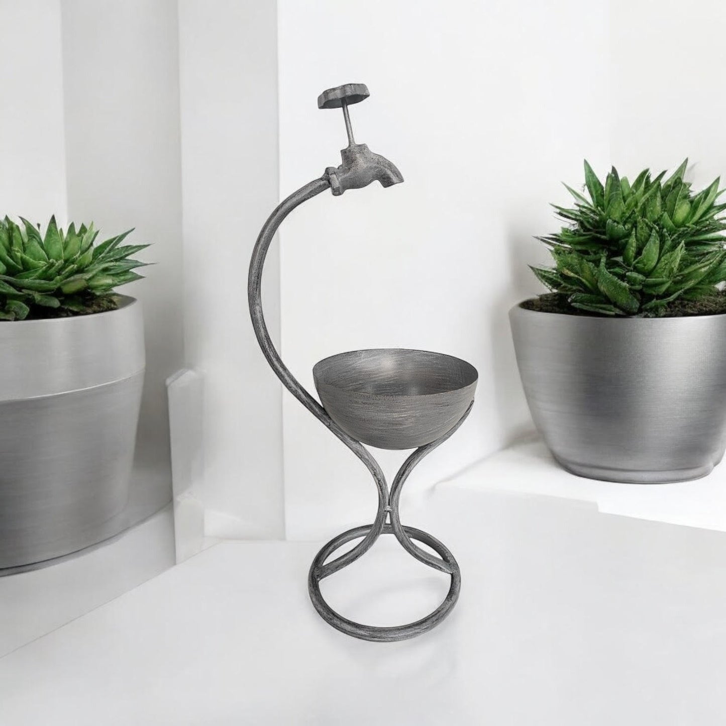 57CM GREY METAL GARDEN PLANTER