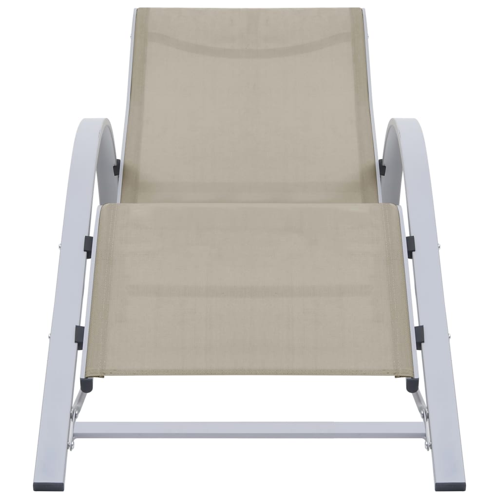 Sun Loungers 2 pcs with Table Aluminium Cream