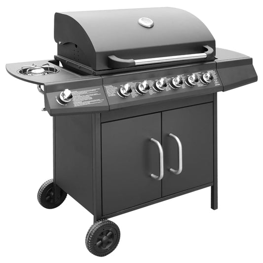 Gas Barbecue Grill 6+1 Cooking Zone Black
