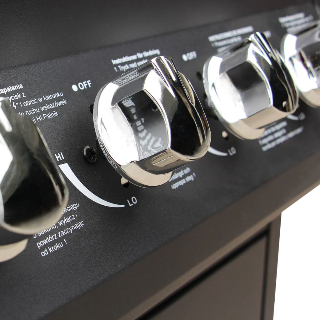 Gas Barbecue Grill 6+1 Cooking Zone Black