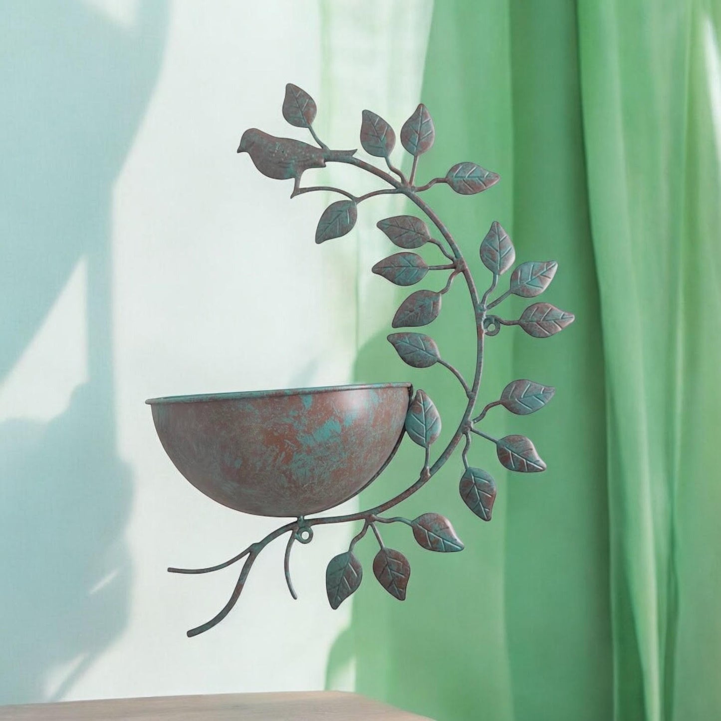 42CM GREEN METAL GARDEN PLANTER