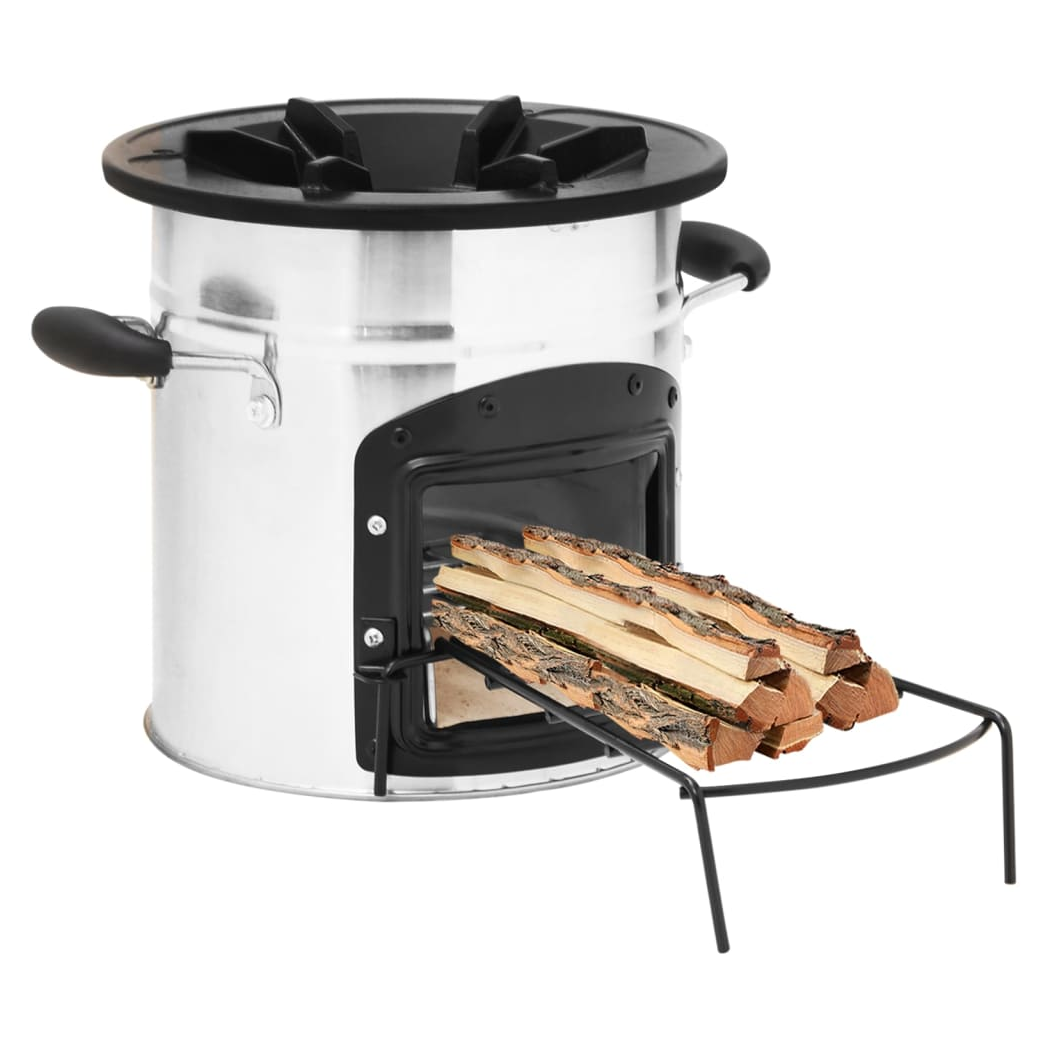 Camping Wood Stove Silver 45.5x33x25.5 cm Stainless Steel