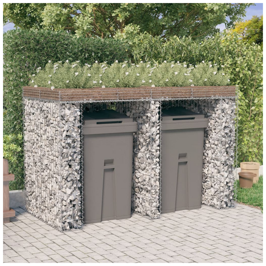 Gabion Wall for Garbage Bin 192x91x120 cm Galvanised Iron