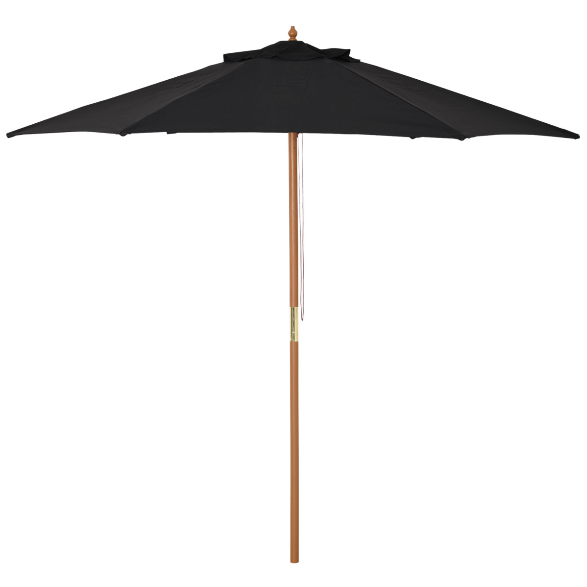 2.5m Wood Garden Parasol Sun Shade Patio Outdoor Wooden Umbrella Canopy Black