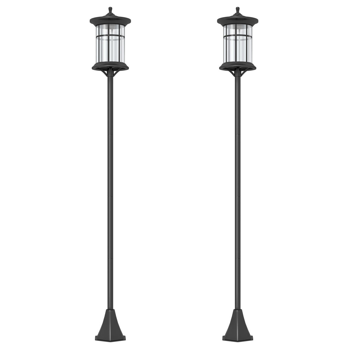 Outsunny LED Outdoor Solar Post Lights, Waterproof IP44, Cool White, 2 Pack